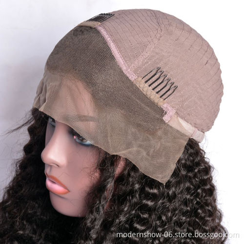 Factory Wholesale Human Hair Curly Wave 180 density Full Lace Wig Natural Hairline With Baby Hair
